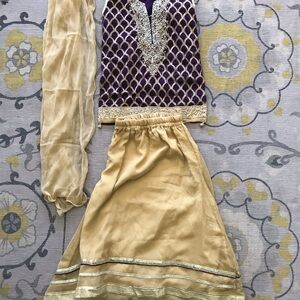 Purple and Gold Embroidered Traditional Outfit